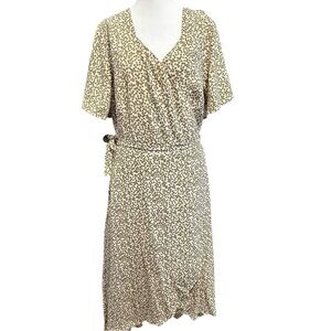MIA JOY Joyfolie Khaki Floral Wrap Around Hi Lo Dress NWT Size Large
